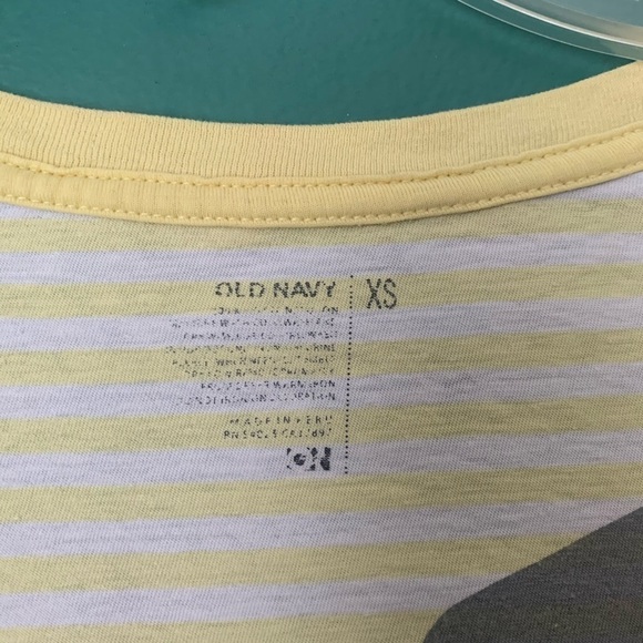 Old Navy Short Sleeve Yellow Stripe Shirt Birds XS - Picture 3 of 5